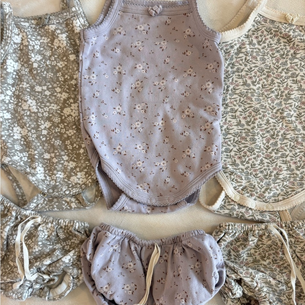 Jamie Kay Bundle | 3 tank onesies with bloomer shorts | sizes 3-6m and 6-12m